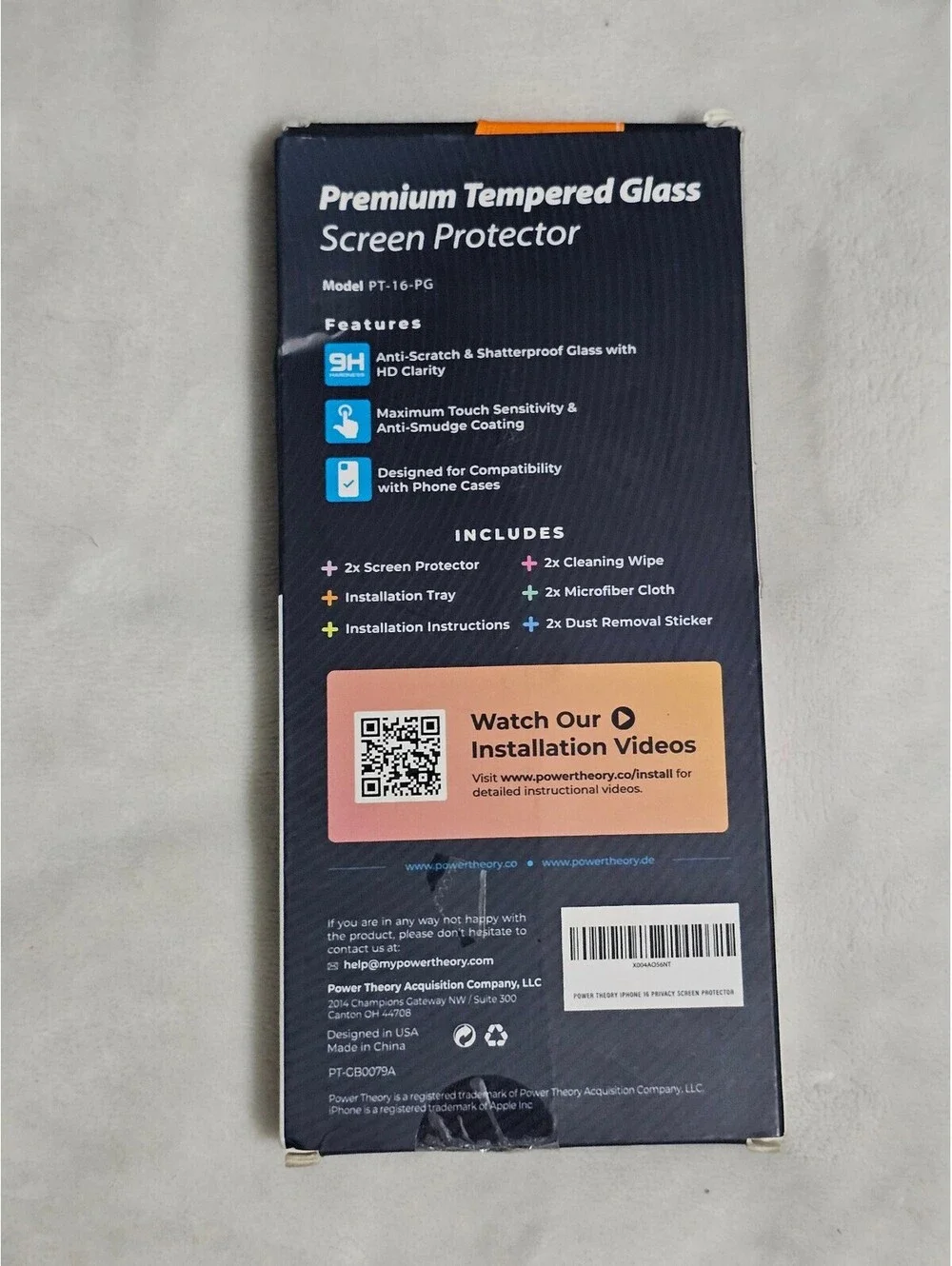 Power Theory Privacy Glass Screen Protector for iPhone 16 - 2 Pack